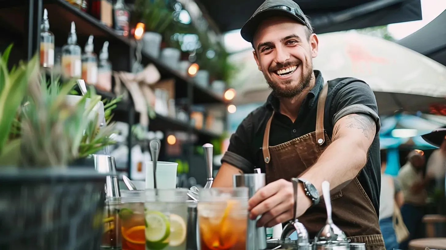 Corporate networking event in a venue with a bar