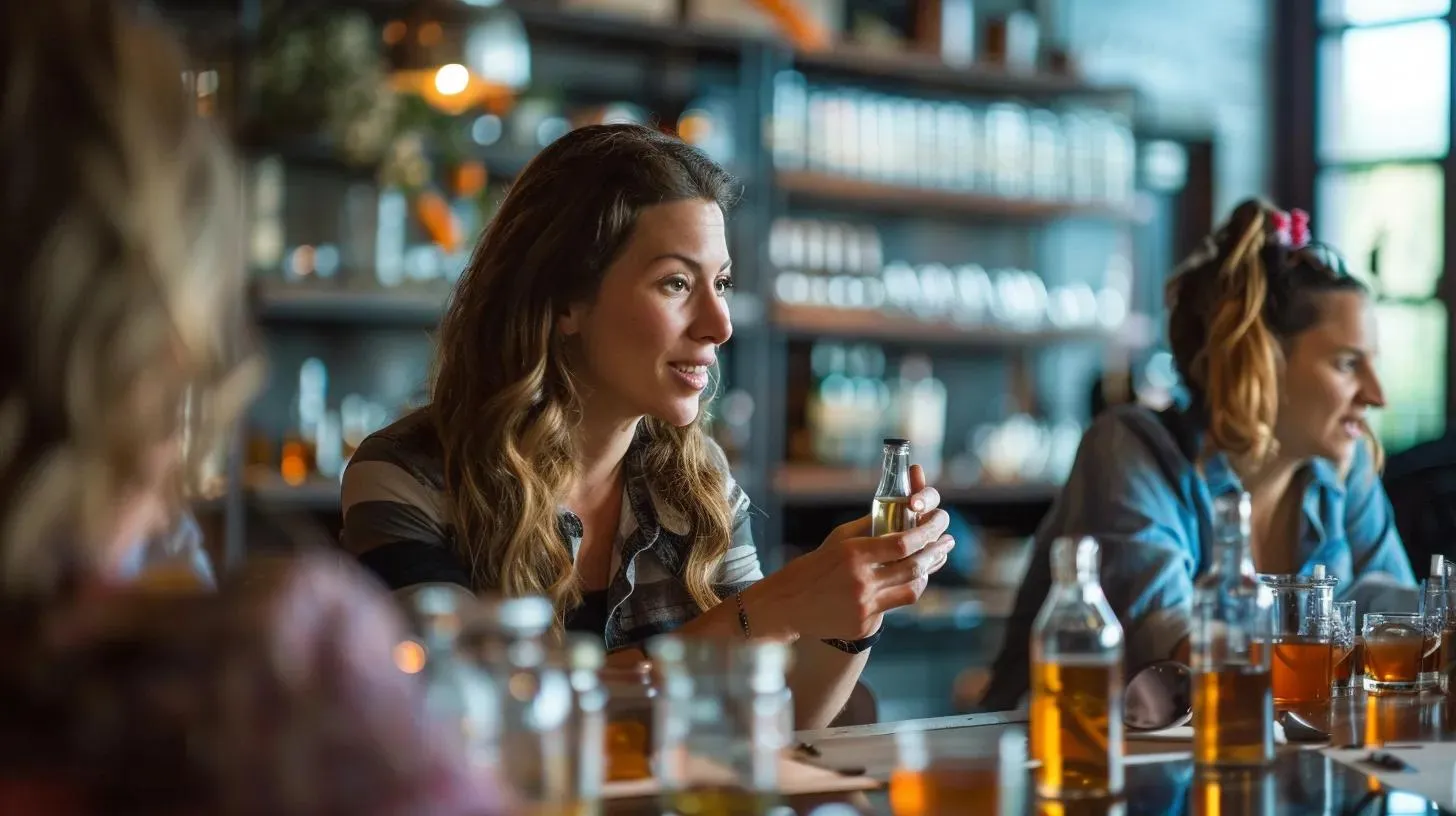 GIRL TAKING LESSONS IN A MIXOLOGY CLASSROOM